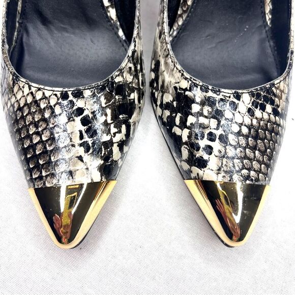 NWOB MIA Vegan Leather Snake print gold cap point toe stiletto heel size 8.5 - Picture 8 of 9